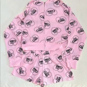 Coca Cola Matching set with Diet Coke Logo - waffle full zip hoodie and shorts